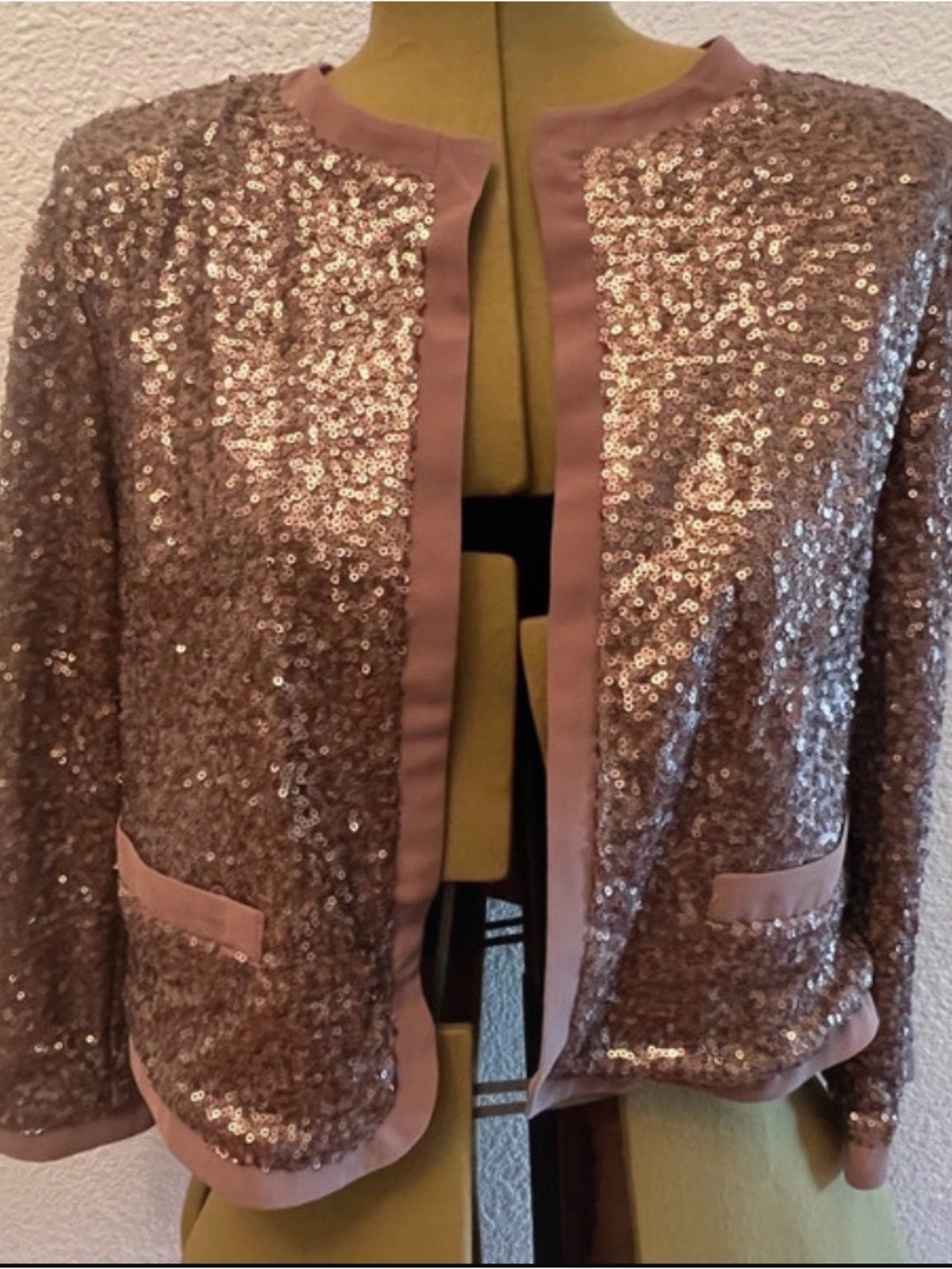 Forever 21 Sequin Cropped Jacket - Brown - Small